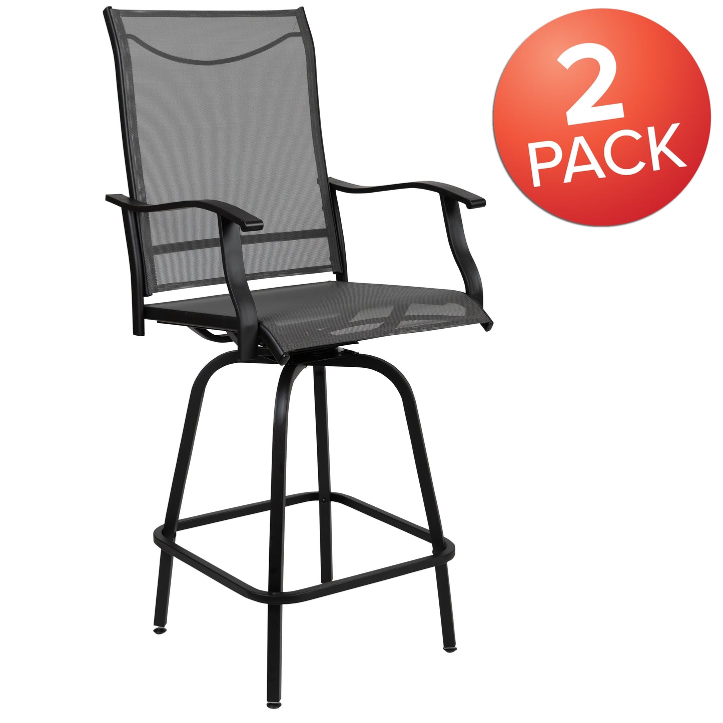 2PK Gray Swivel Patio Stool 2-ET-SWVLPTO-30-GR-GG