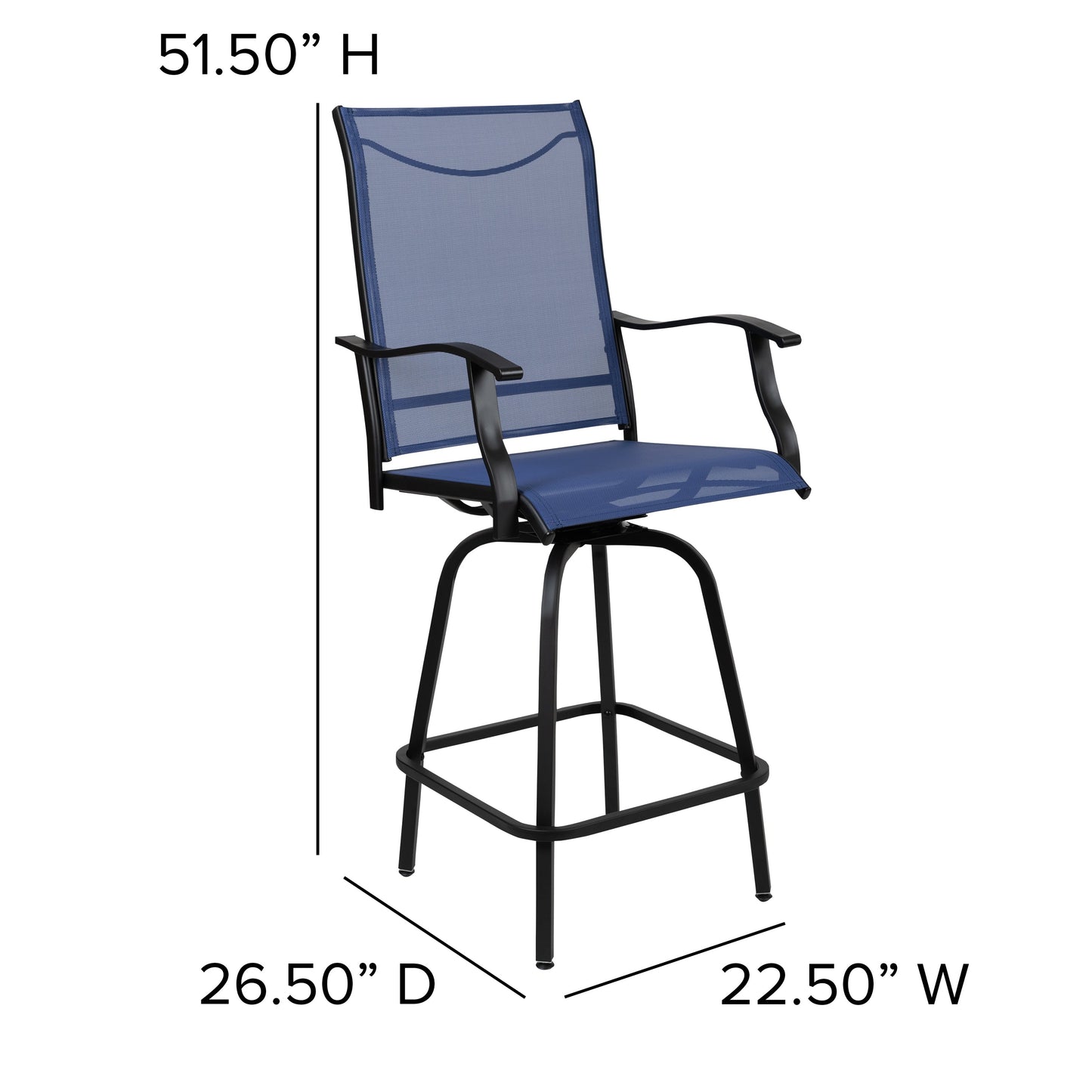 2PK Navy Swivel Patio Stool 2-ET-SWVLPTO-30-NV-GG