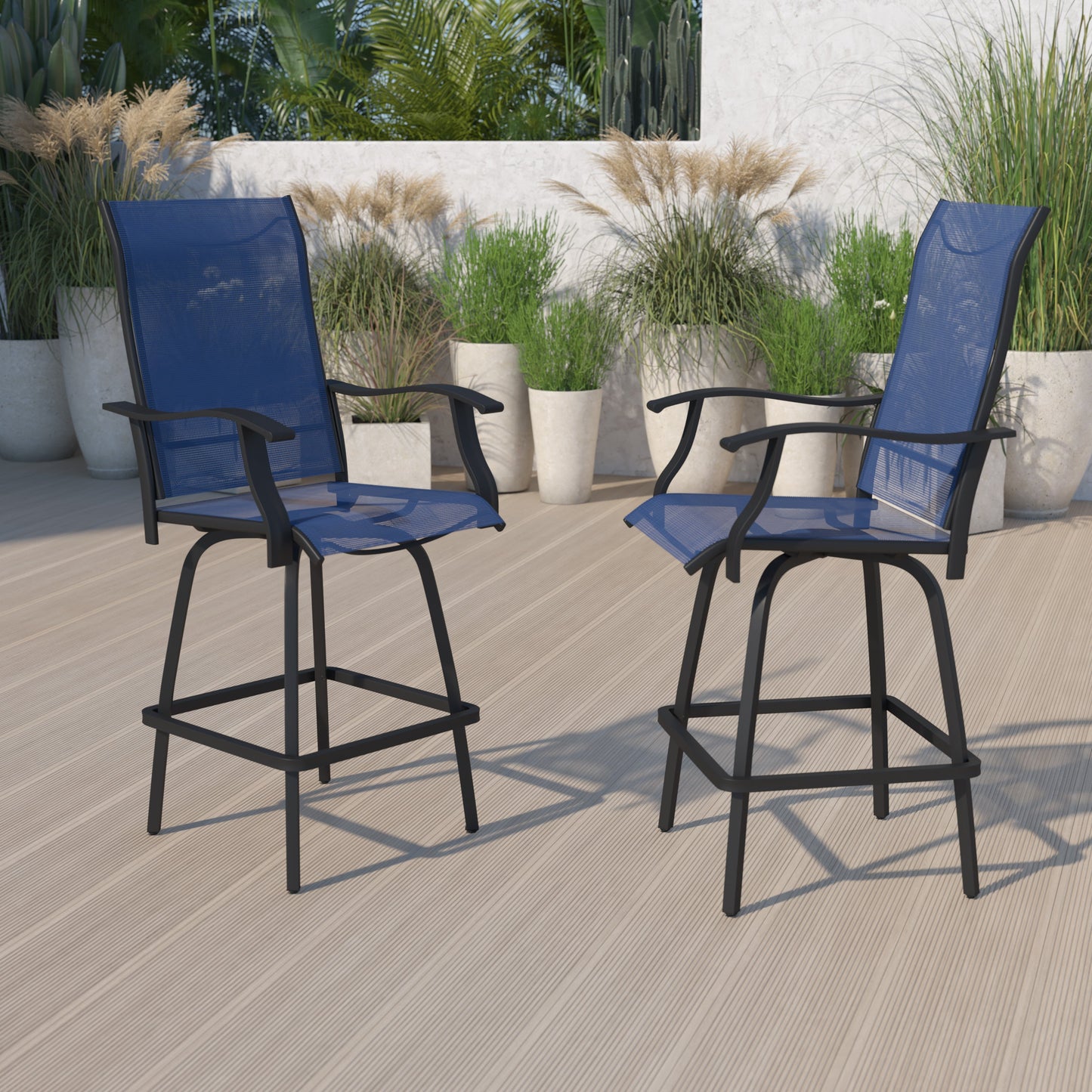 2PK Navy Swivel Patio Stool 2-ET-SWVLPTO-30-NV-GG