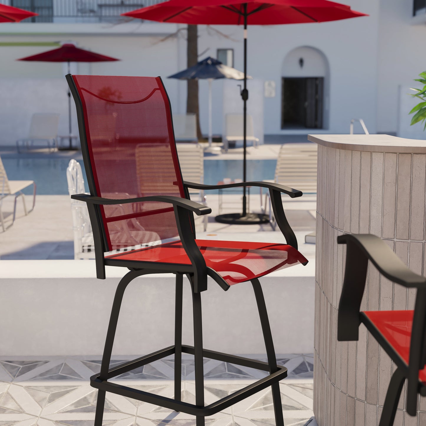 2PK Red Swivel Patio Stool 2-ET-SWVLPTO-30-RD-GG