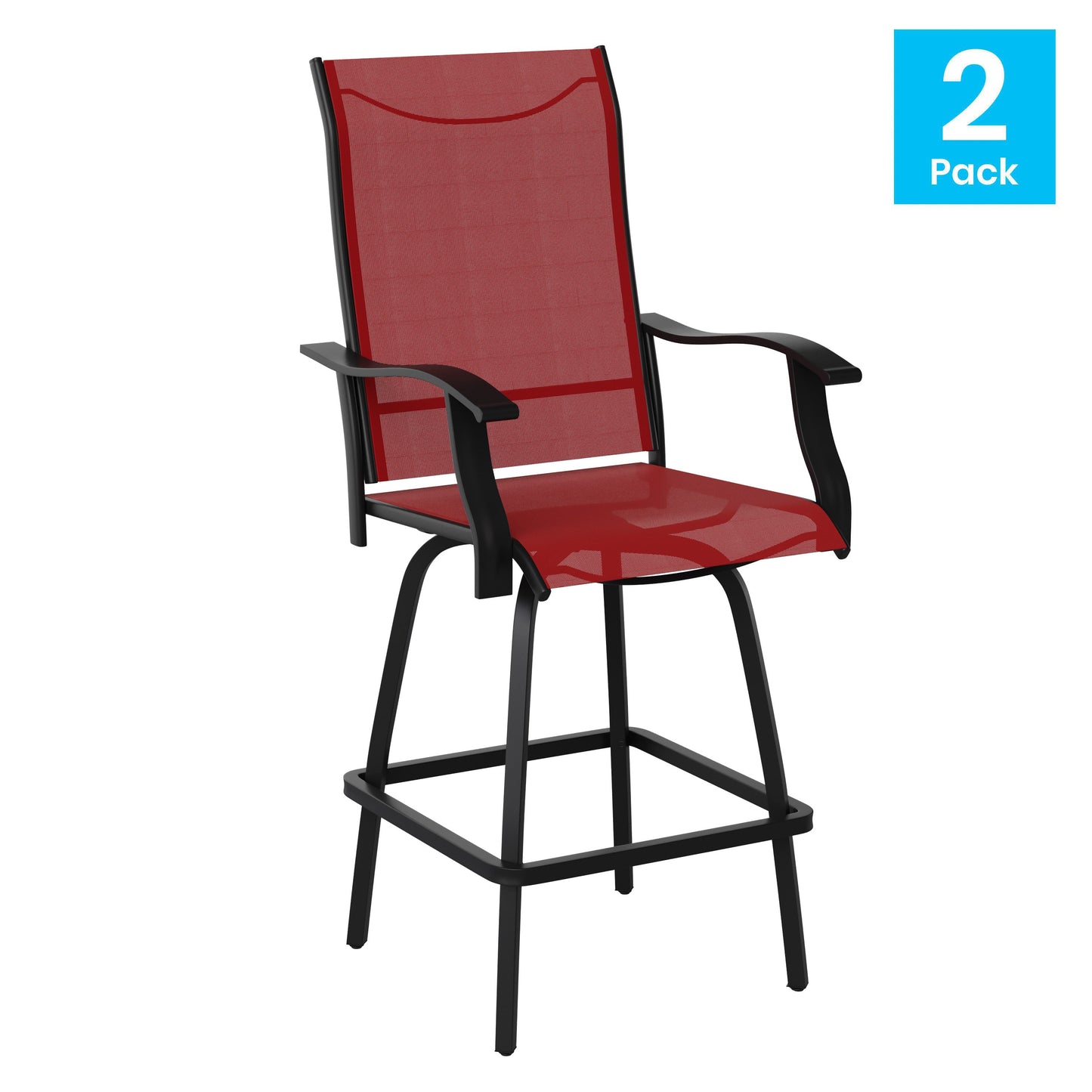 2PK Red Swivel Patio Stool 2-ET-SWVLPTO-30-RD-GG