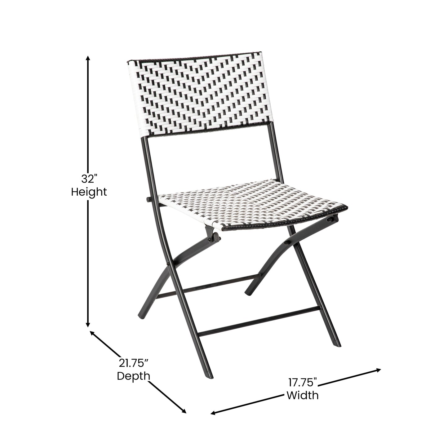 2PK Black/White Folding Chairs 2-FV-FWA086-BLK-WHT-GG