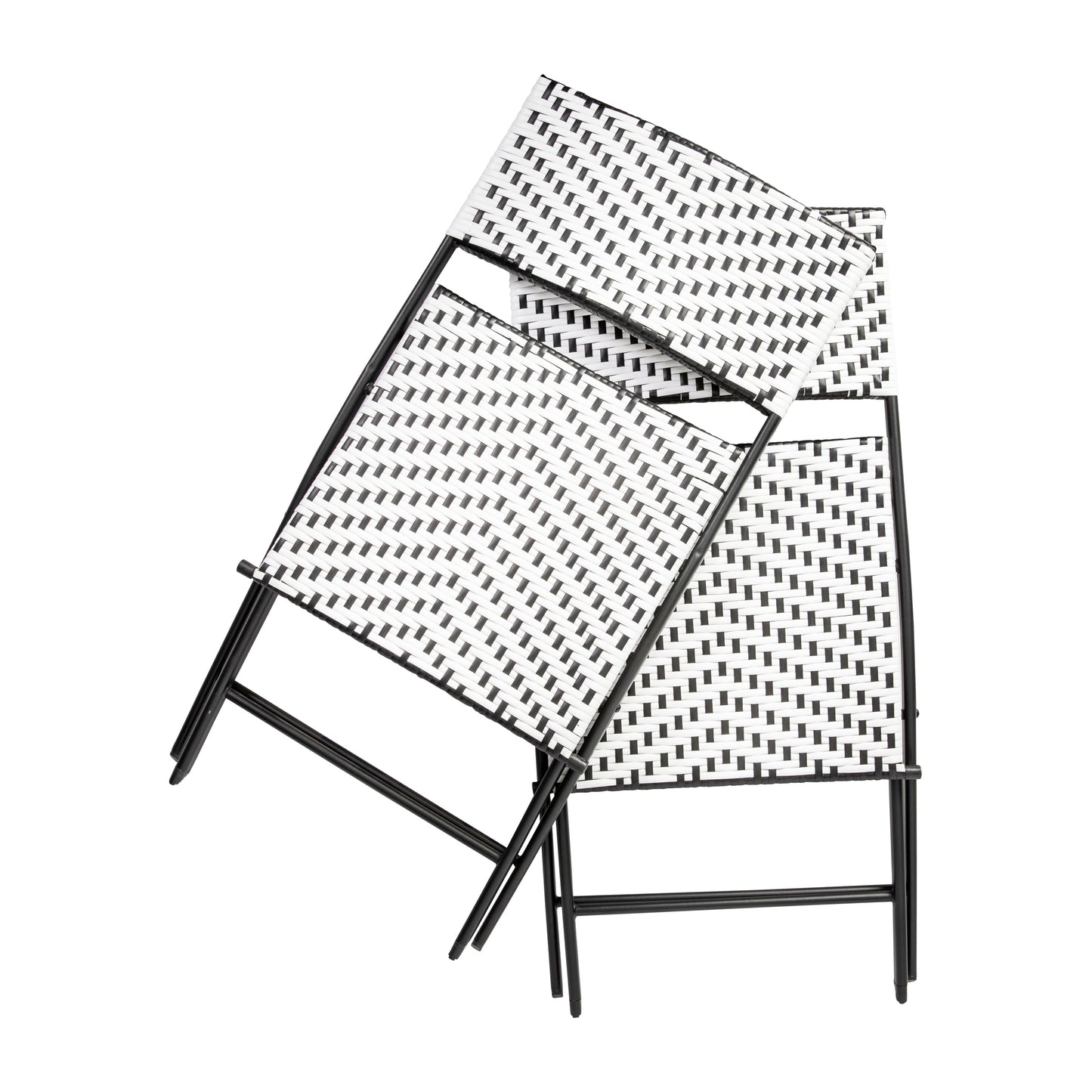 2PK Black/White Folding Chairs 2-FV-FWA086-BLK-WHT-GG