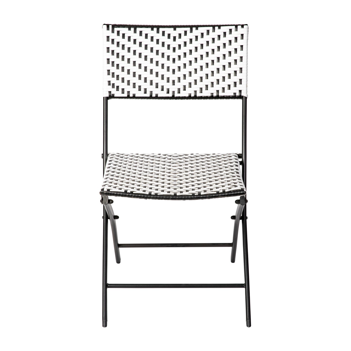 2PK Black/White Folding Chairs 2-FV-FWA086-BLK-WHT-GG