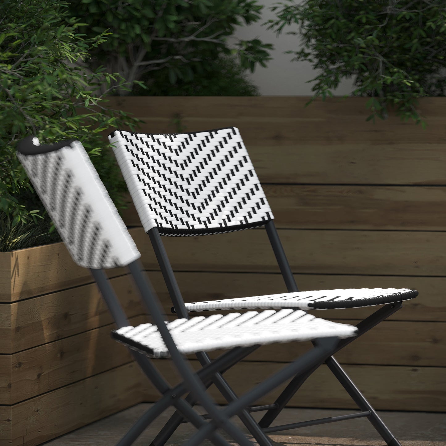 2PK Black/White Folding Chairs 2-FV-FWA086-BLK-WHT-GG