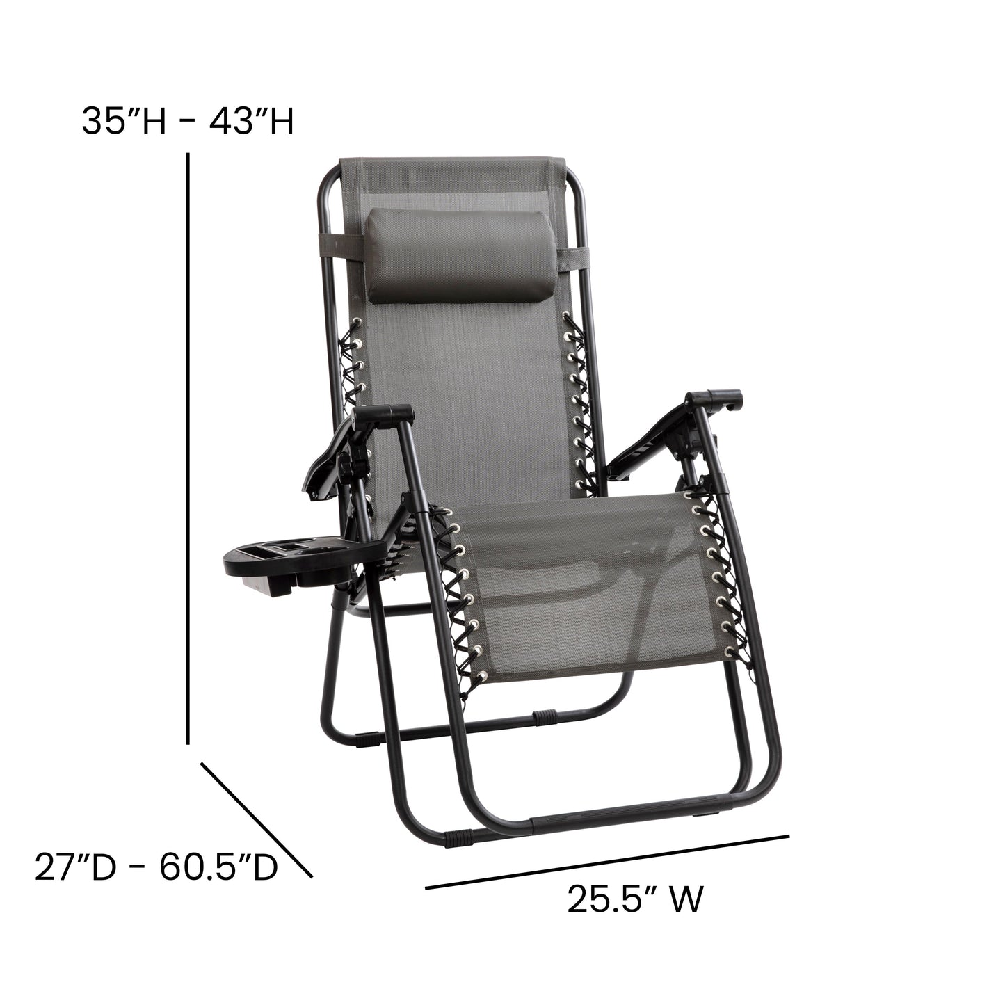 Gray Zero Gravity Lounge Chair 2-GM-103122SS-GR-GG