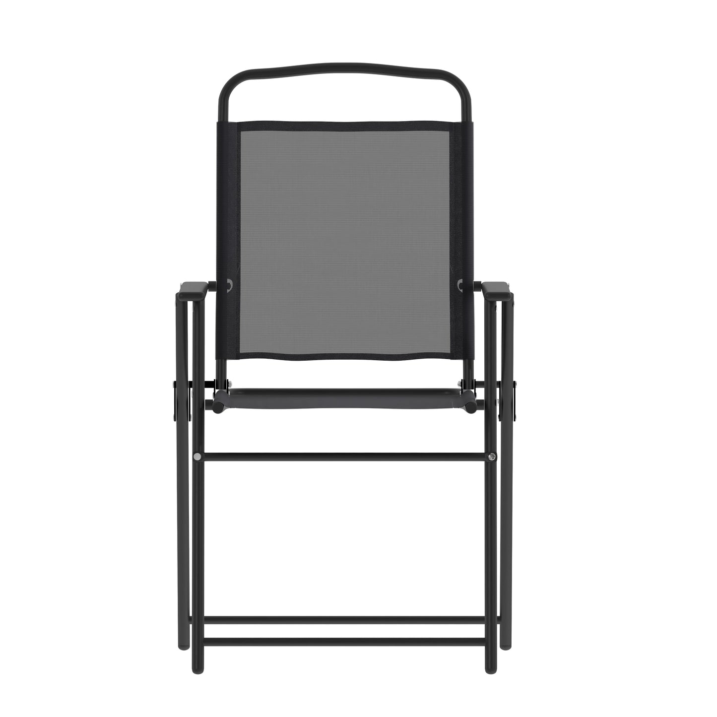 2PK Black Folding Sling Chairs 2-GM-SC098-BK-GG