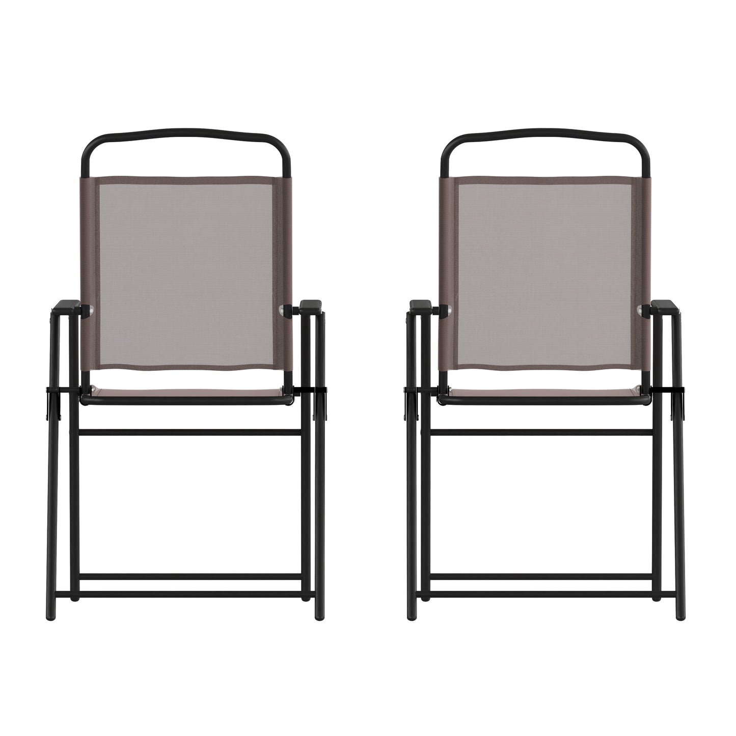 Set of 2 Contemporary Sling Style Patio Chairs with Armrests