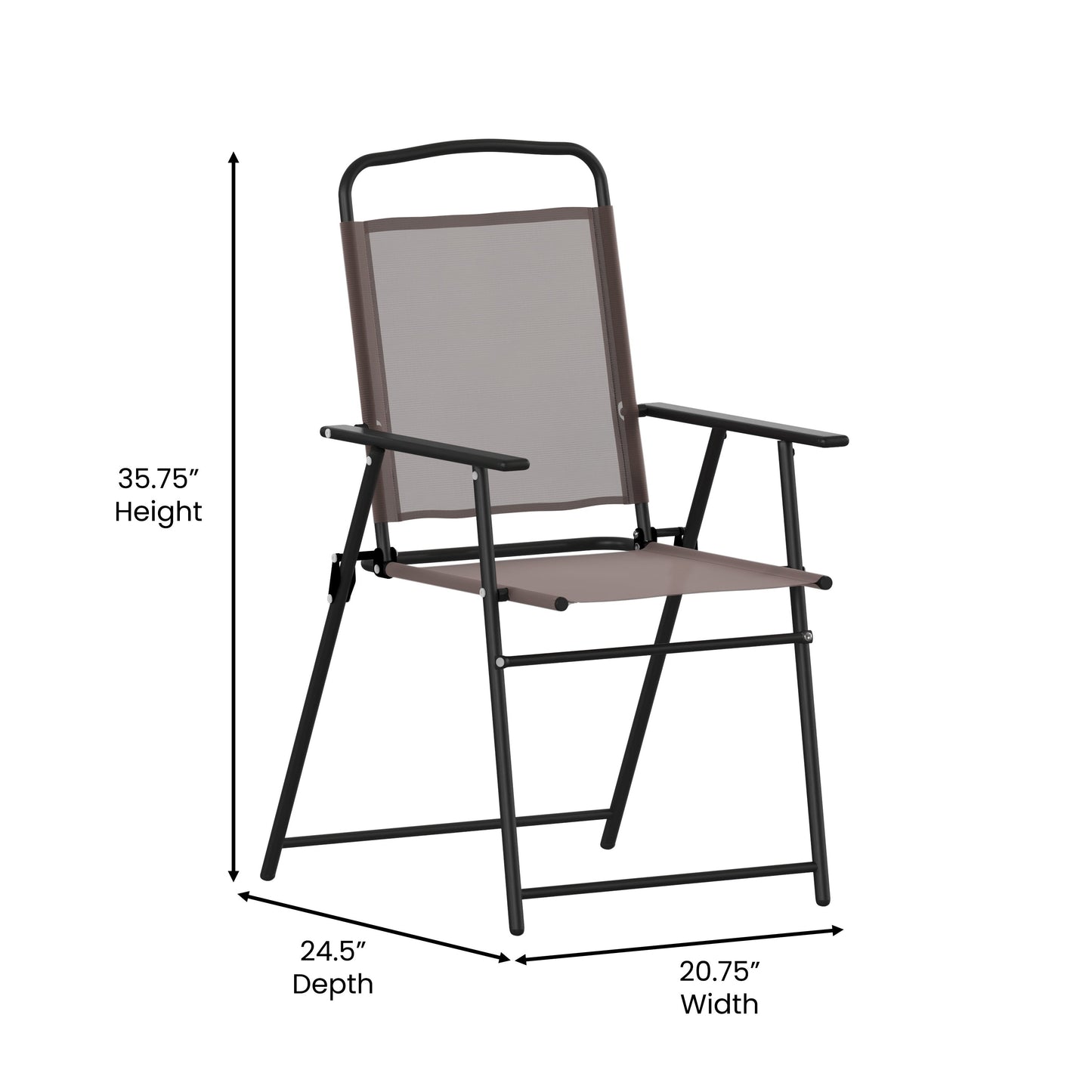 2PK Brown Folding Sling Chairs 2-GM-SC098-BR-GG