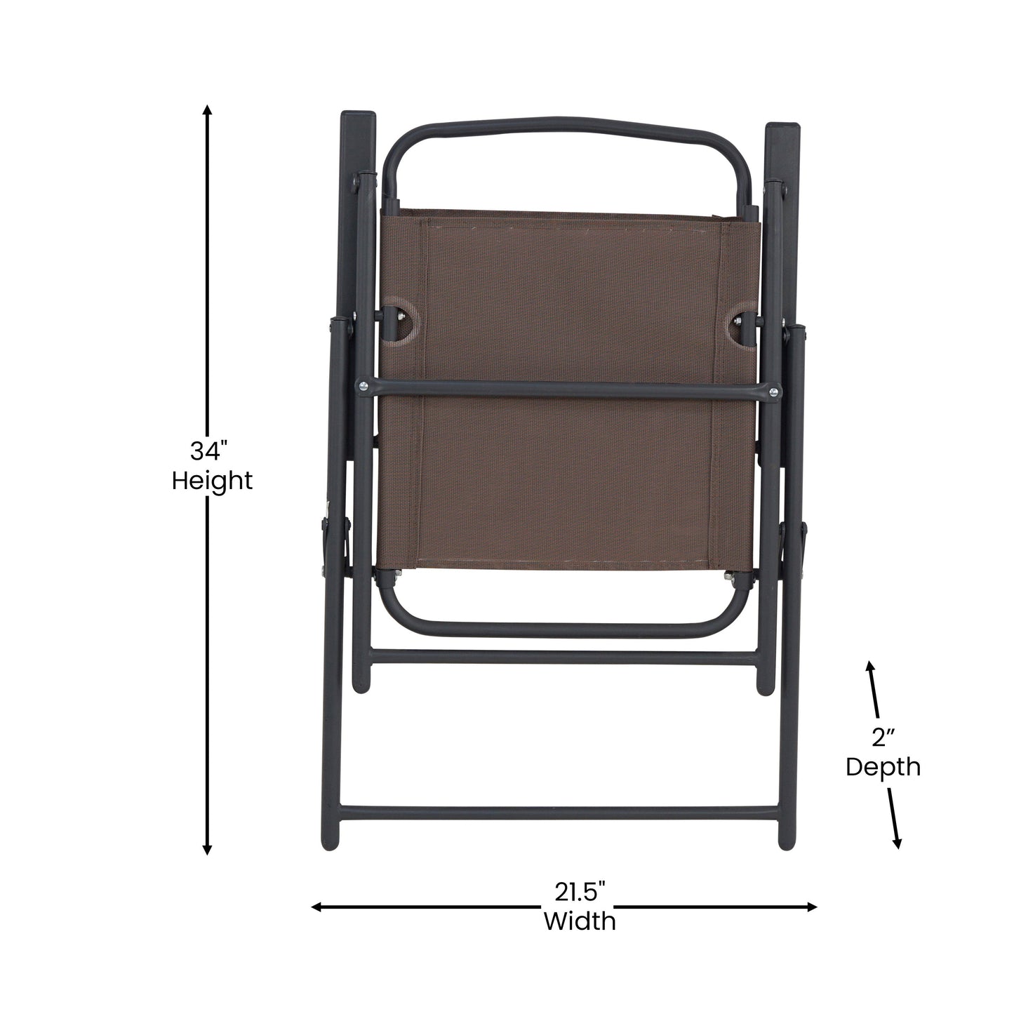 2PK Brown Folding Sling Chairs 2-GM-SC098-BR-GG