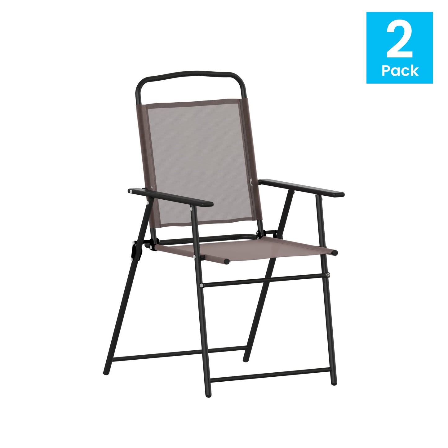 2PK Brown Folding Sling Chairs 2-GM-SC098-BR-GG