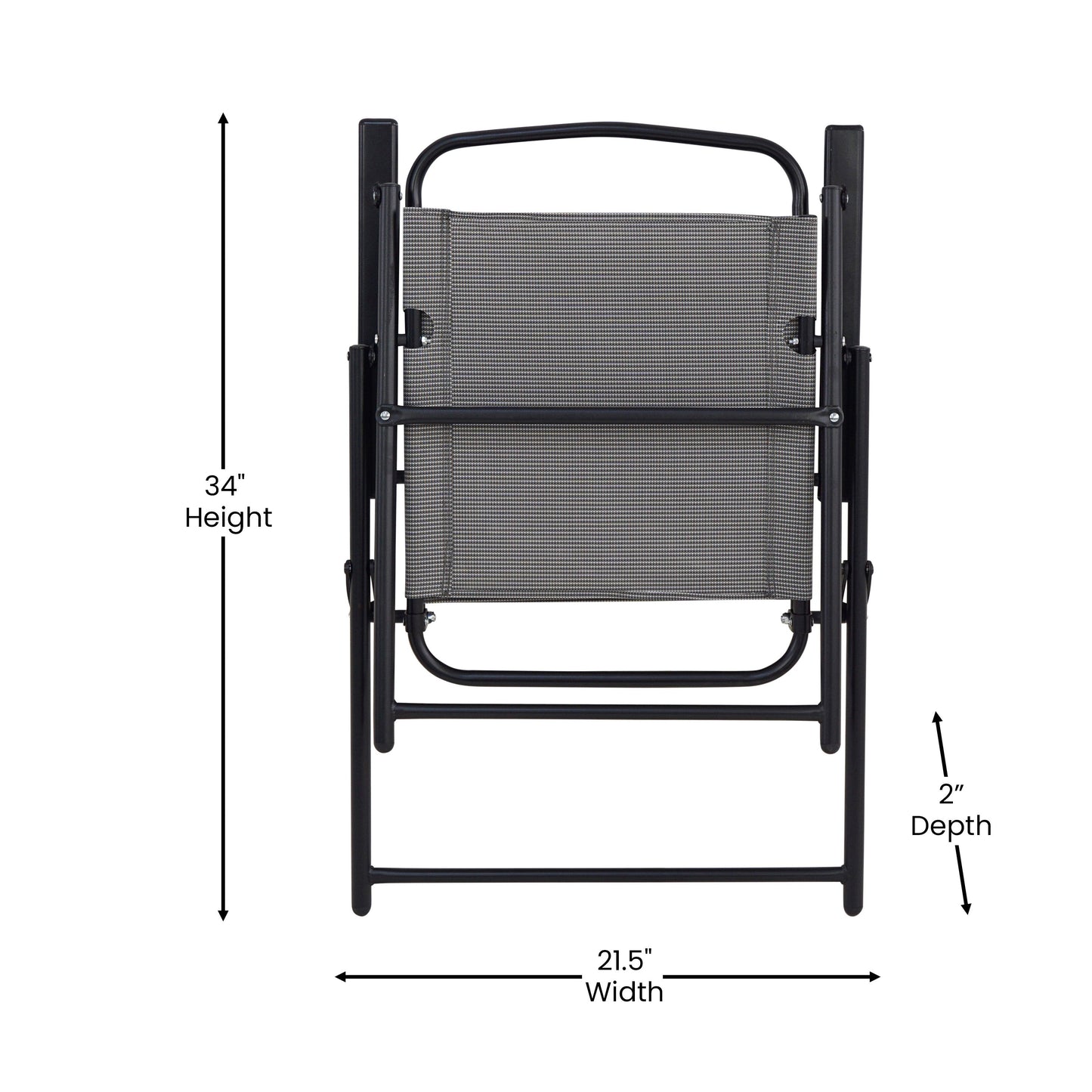 2PK Gray Folding Sling Chairs 2-GM-SC098-GY-GG