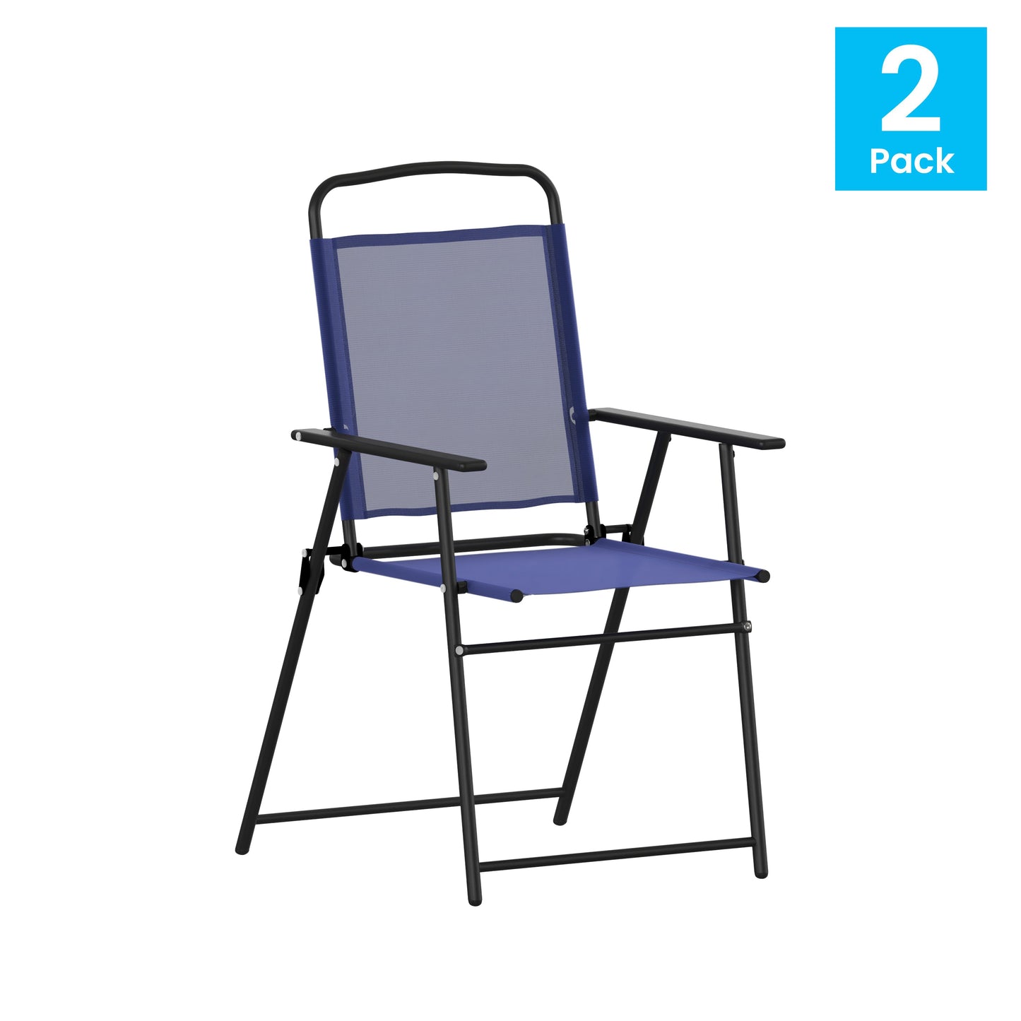 2PK Navy Folding Sling Chairs 2-GM-SC098-NV-GG