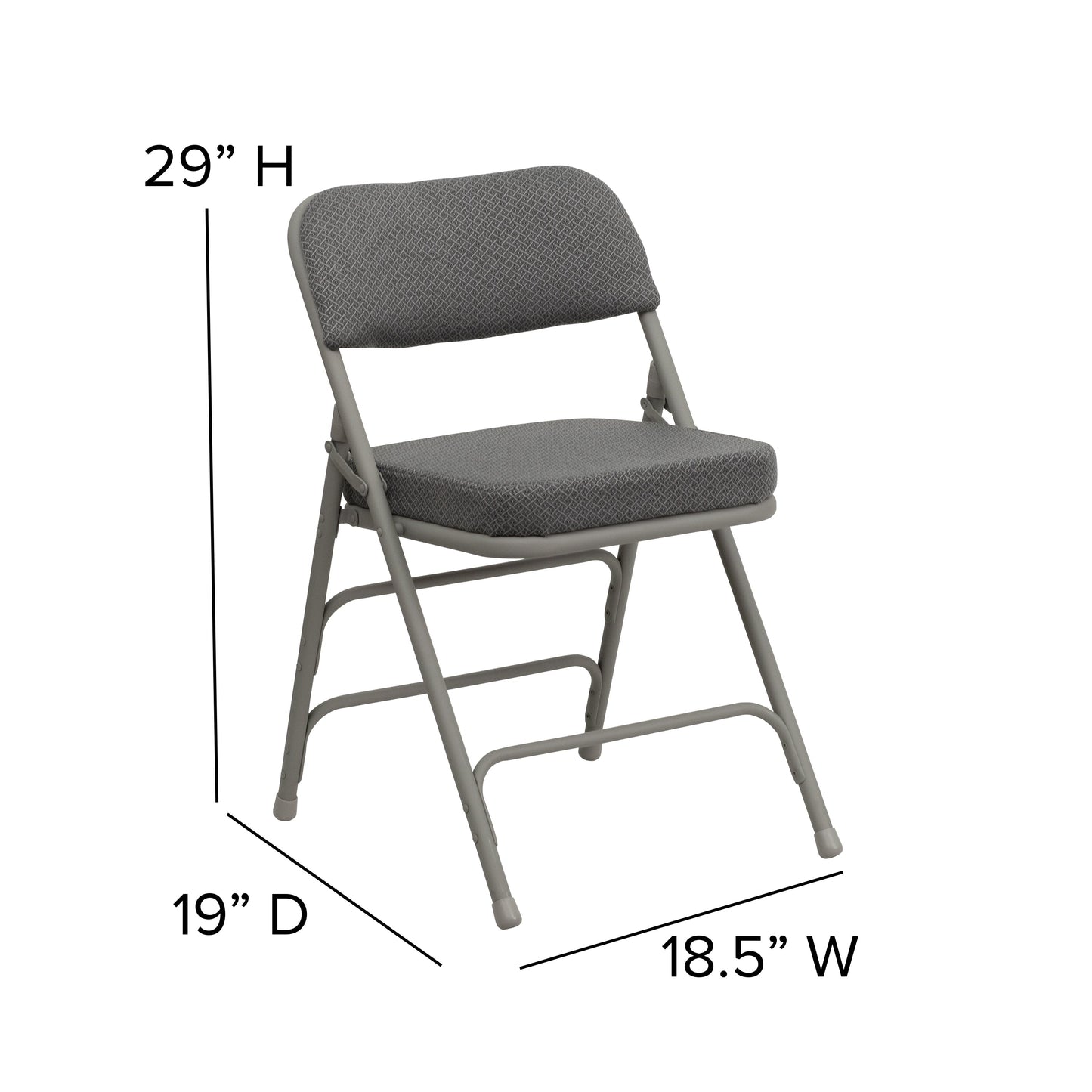 Gray Fabric Folding Chair 2-HA-MC320AF-GRY-GG