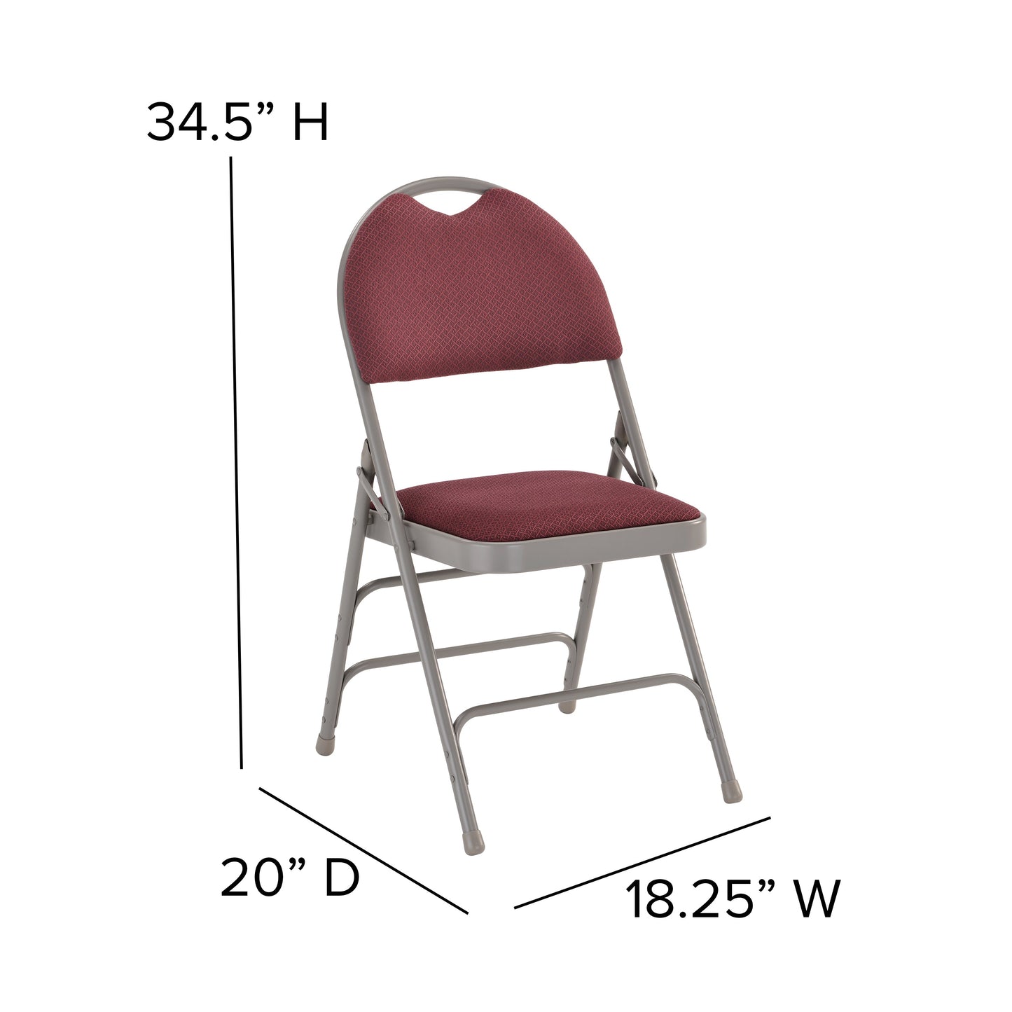 Burgundy Fabric Folding Chair 2-HA-MC705AF-3-BY-GG