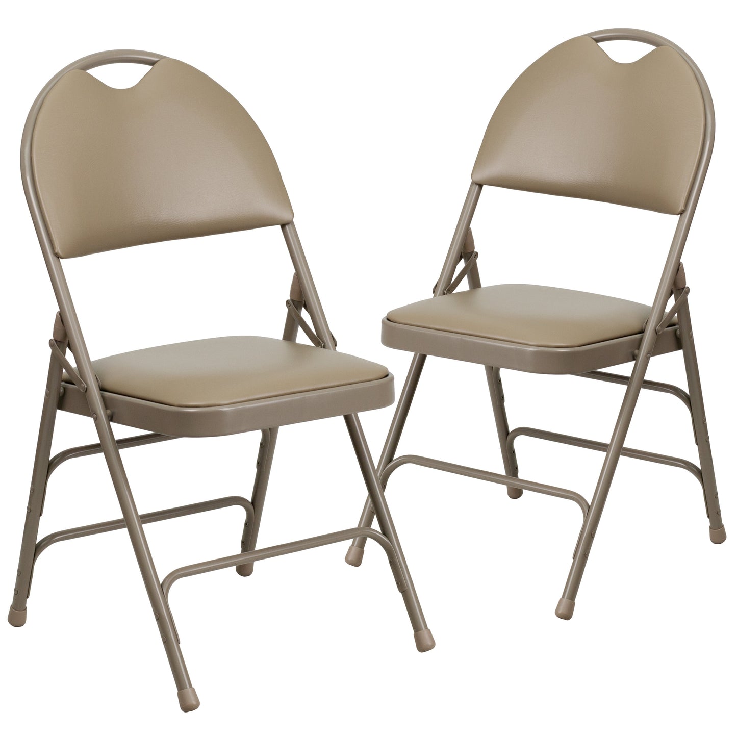 Beige Vinyl Folding Chair 2-HA-MC705AV-3-BGE-GG