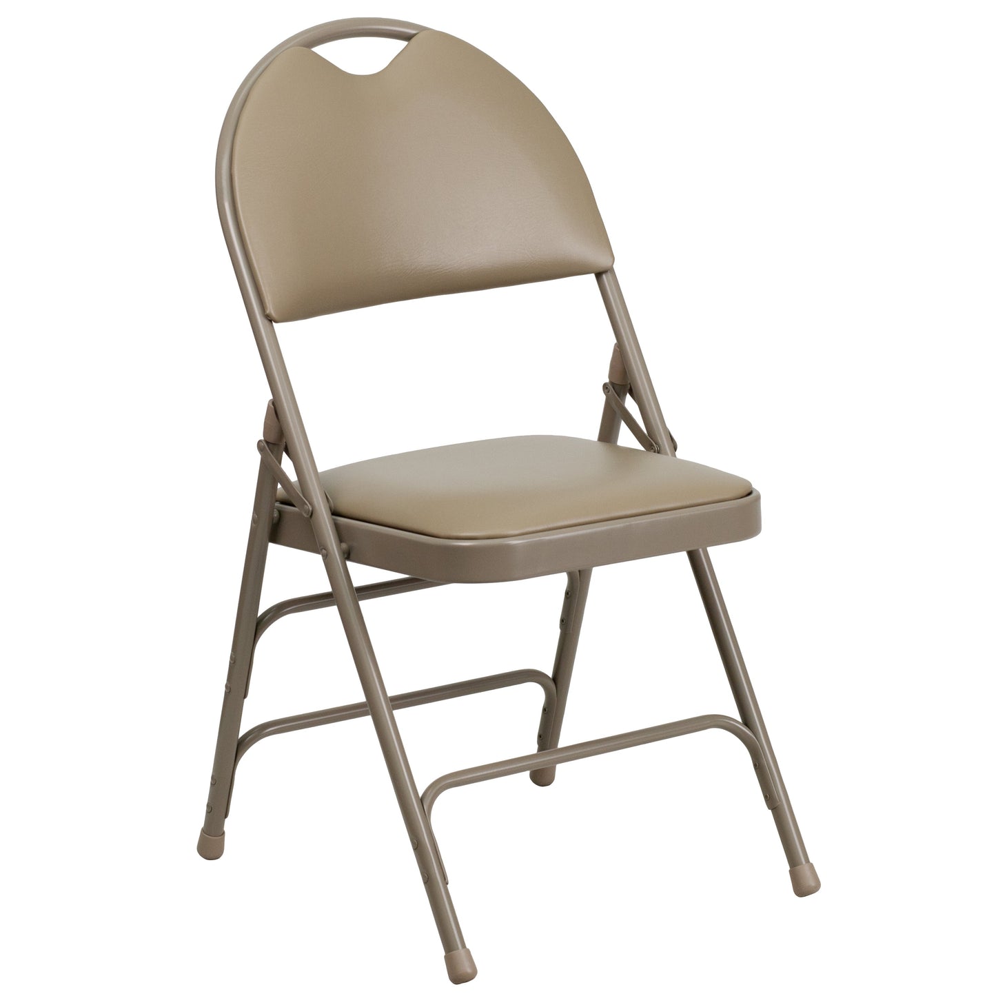 Beige Vinyl Folding Chair 2-HA-MC705AV-3-BGE-GG