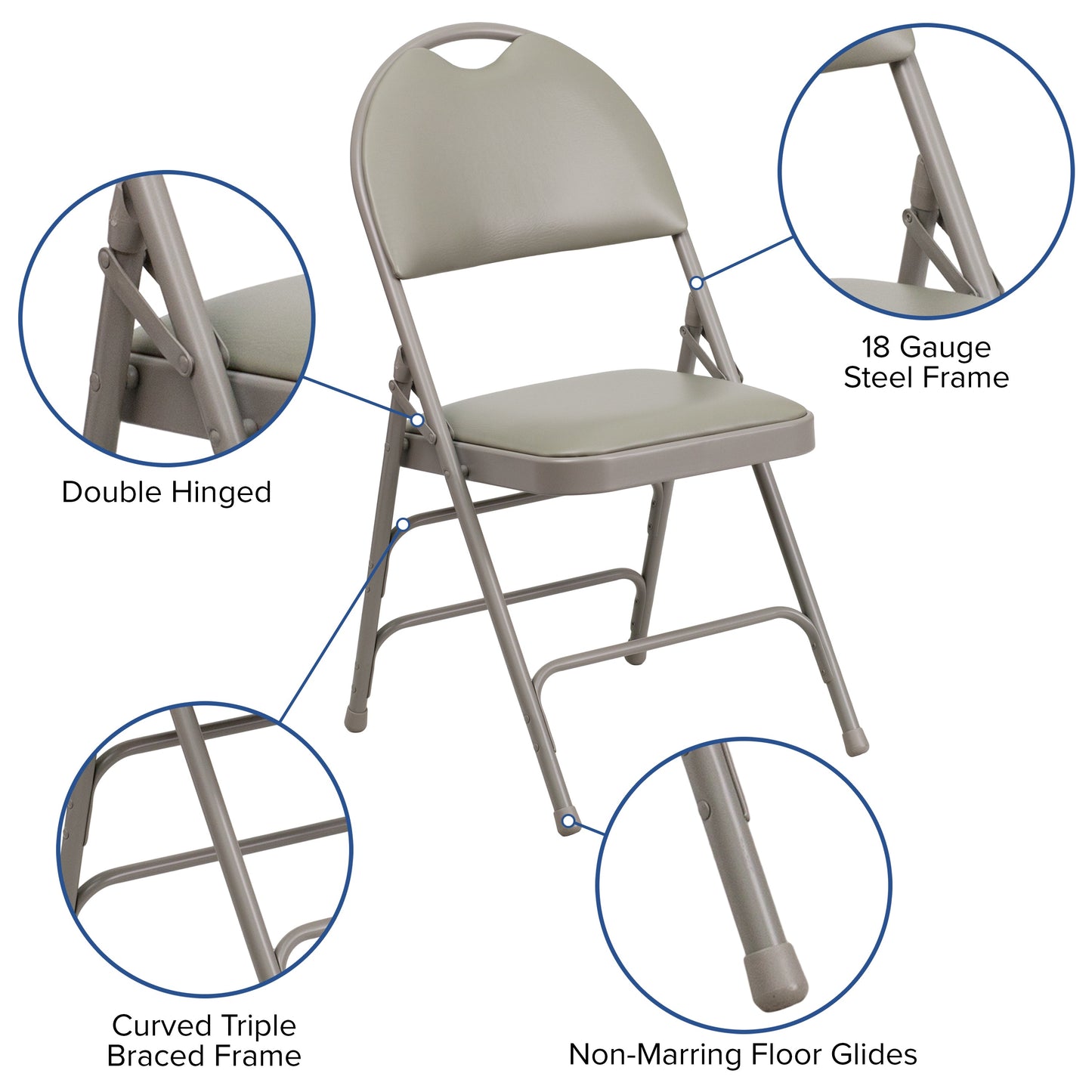 Gray Vinyl Folding Chair 2-HA-MC705AV-3-GY-GG