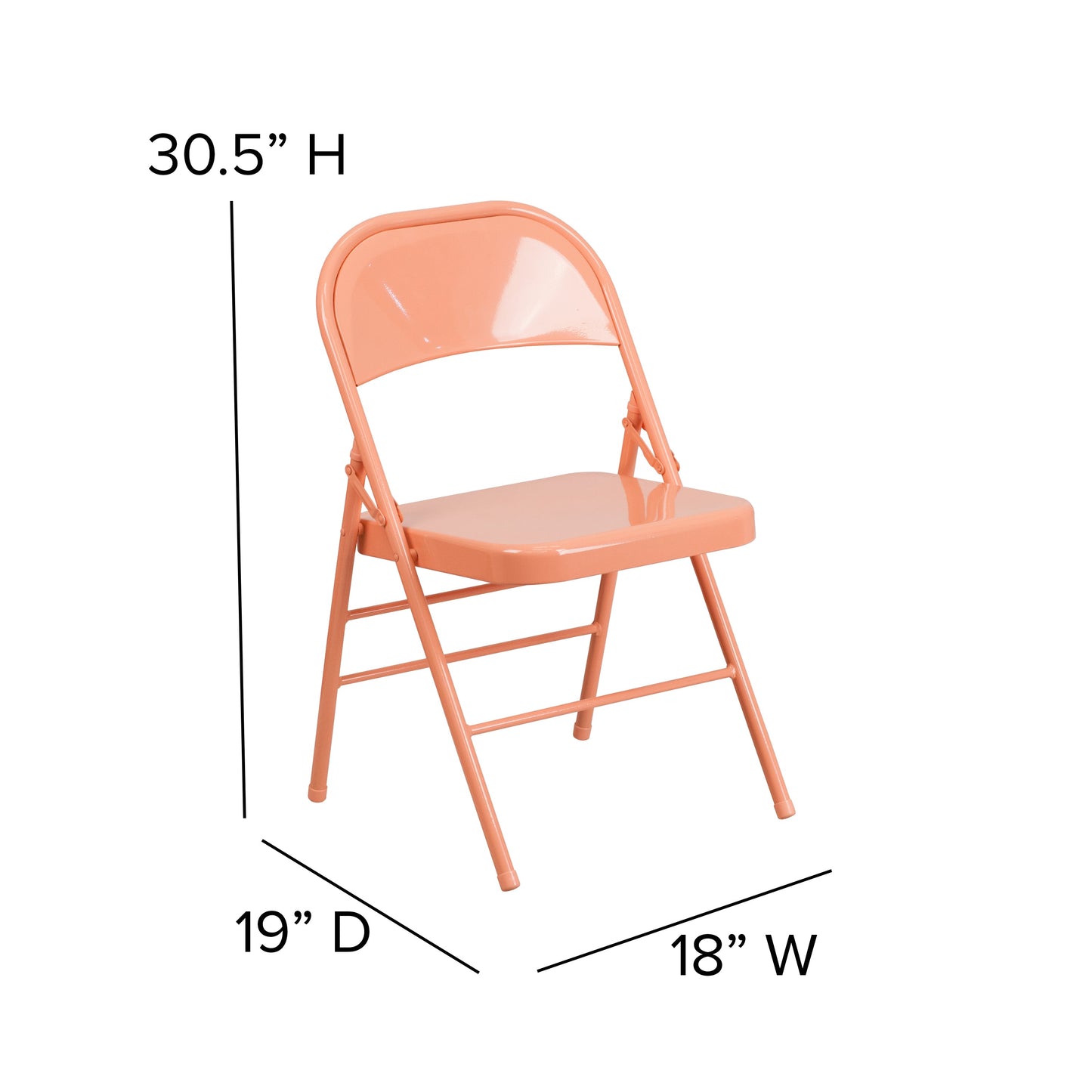 Sedona Coral Folding Chair 2-HF3-CORAL-GG