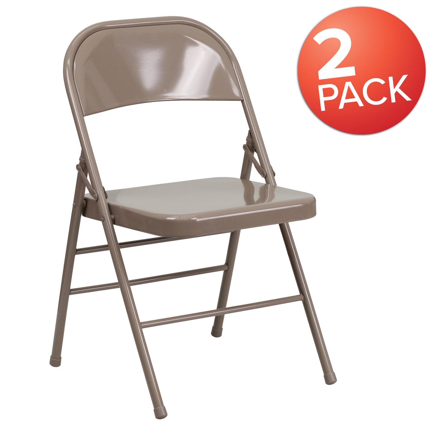 Beige Metal Folding Chair 2-HF3-MC-309AS-BGE-GG