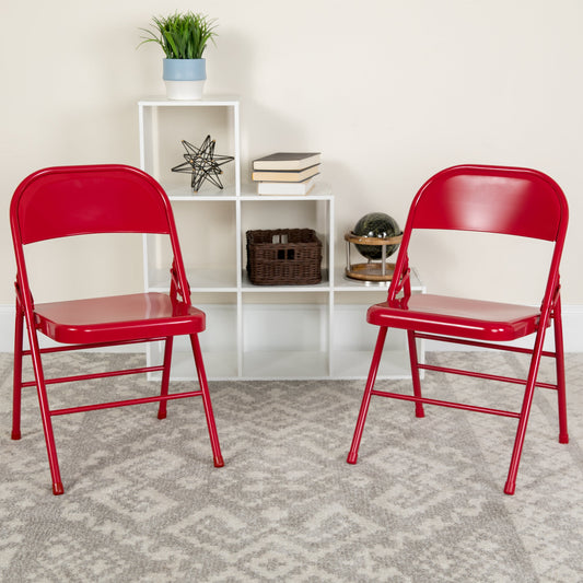 Red Metal Folding Chair 2-HF3-MC-309AS-RED-GG