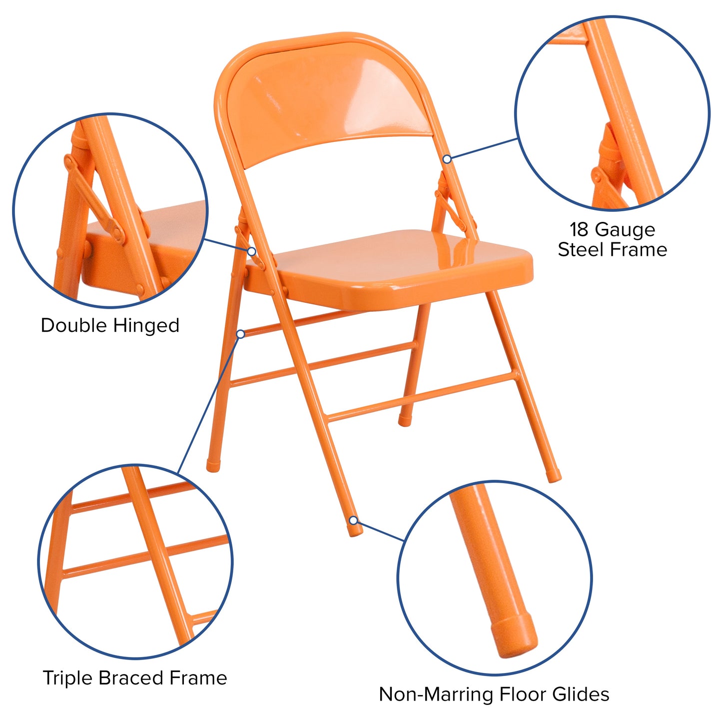 Orange Marmalade Folding Chair 2-HF3-ORANGE-GG