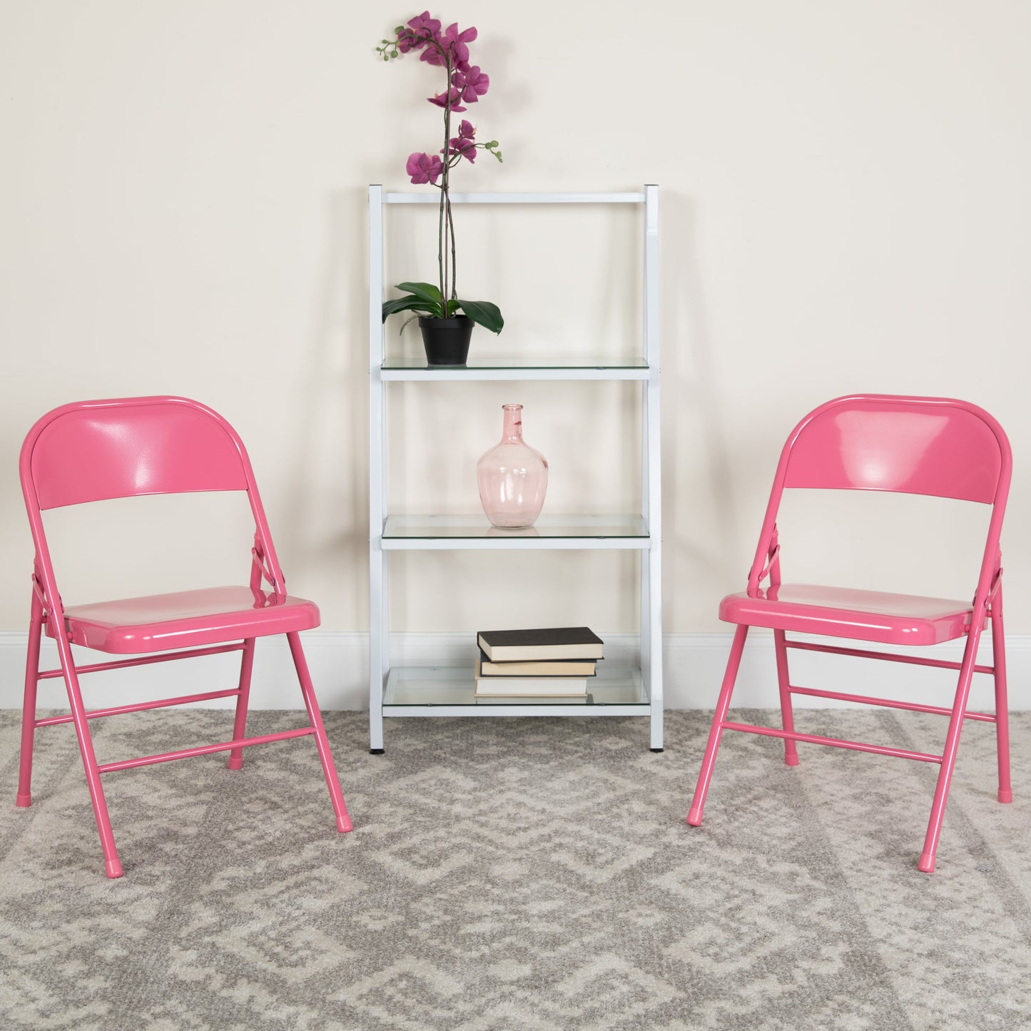 Bubblegum Pink Folding Chair 2-HF3-PINK-GG