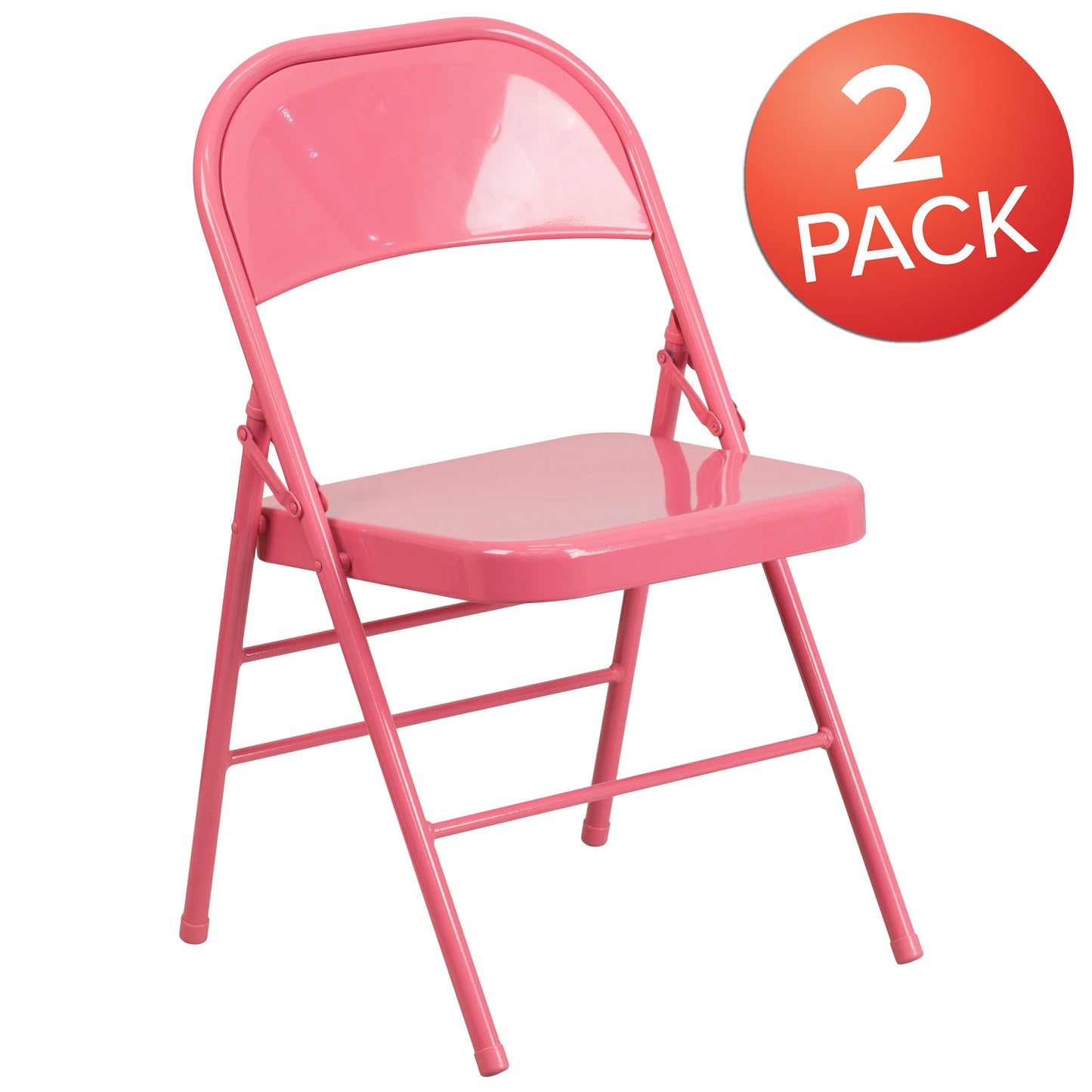 Bubblegum Pink Folding Chair 2-HF3-PINK-GG