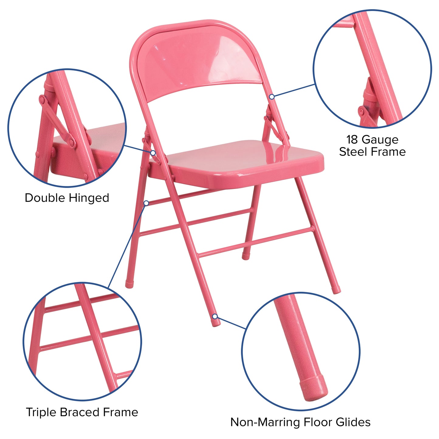 Bubblegum Pink Folding Chair 2-HF3-PINK-GG