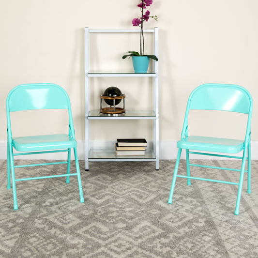 Tantalizing Teal Folding Chair 2-HF3-TEAL-GG