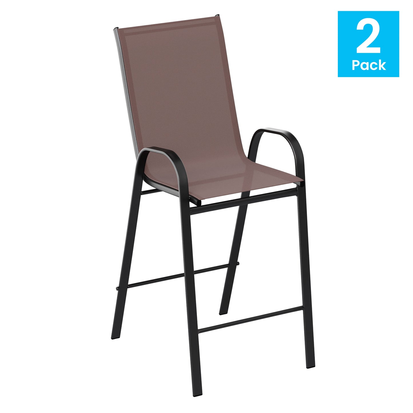 2PK Brown Patio Stack Stools 2-JJ-092H-B-GG