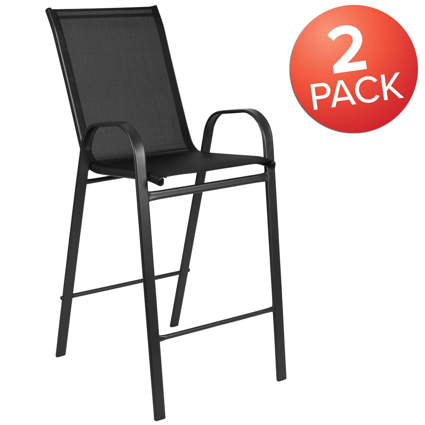 2 PackBlack Patio Stools 2-JJ-092H-GG