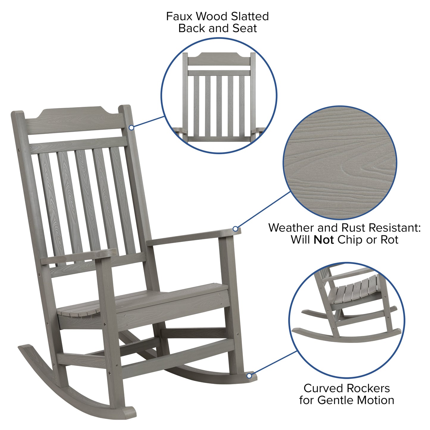 Gray Wood Rocking Chair 2-JJ-C14703-GY-GG