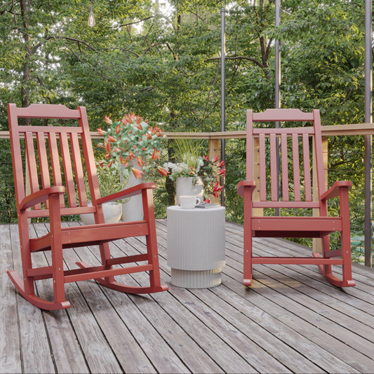 2PK Red Wood Rocking Chair 2-JJ-C14703-RED-GG