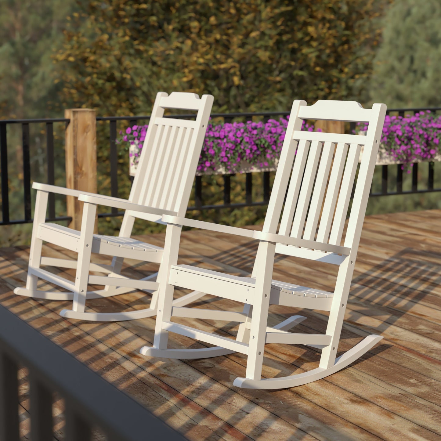 White Wood Rocking Chair 2-JJ-C14703-WH-GG