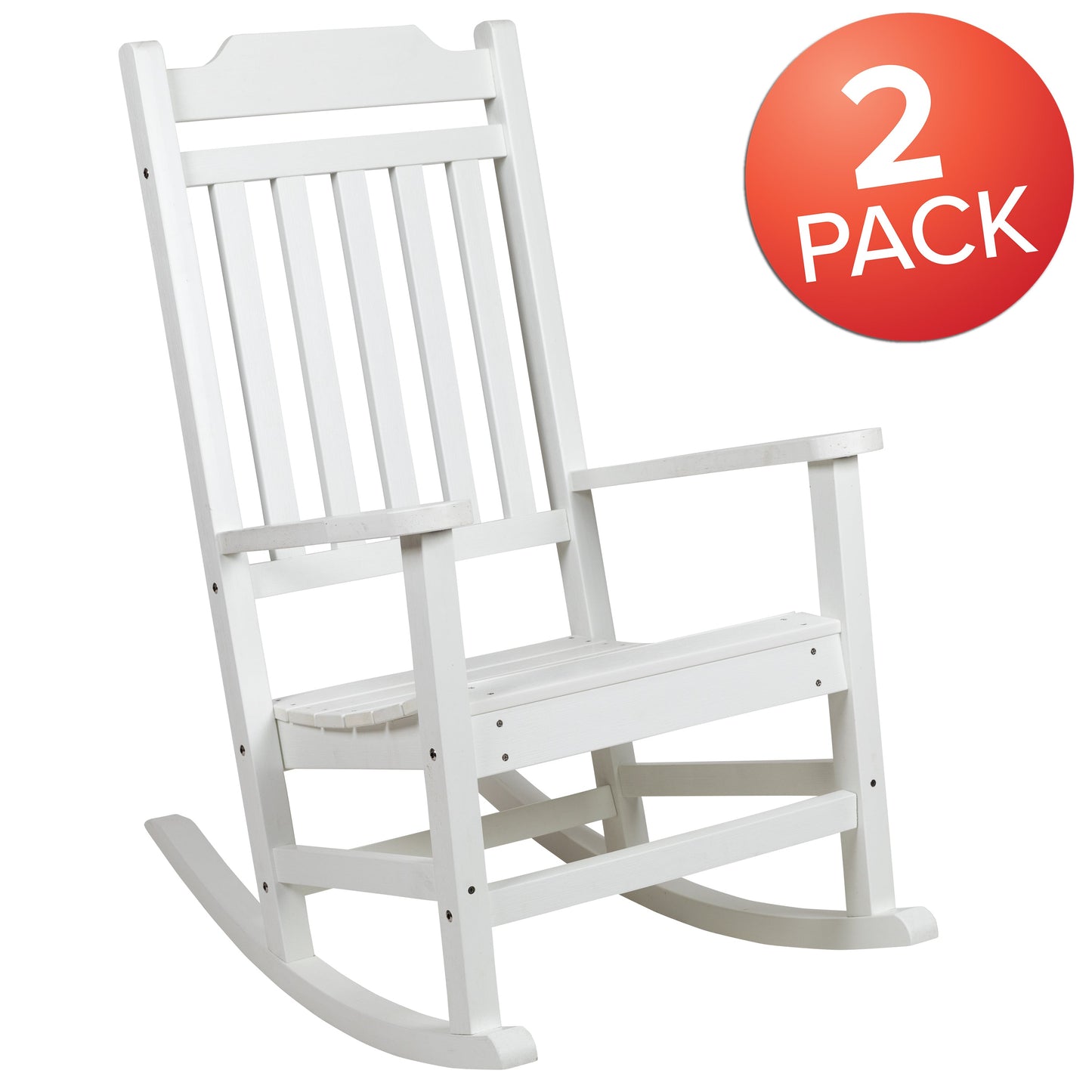 White Wood Rocking Chair 2-JJ-C14703-WH-GG