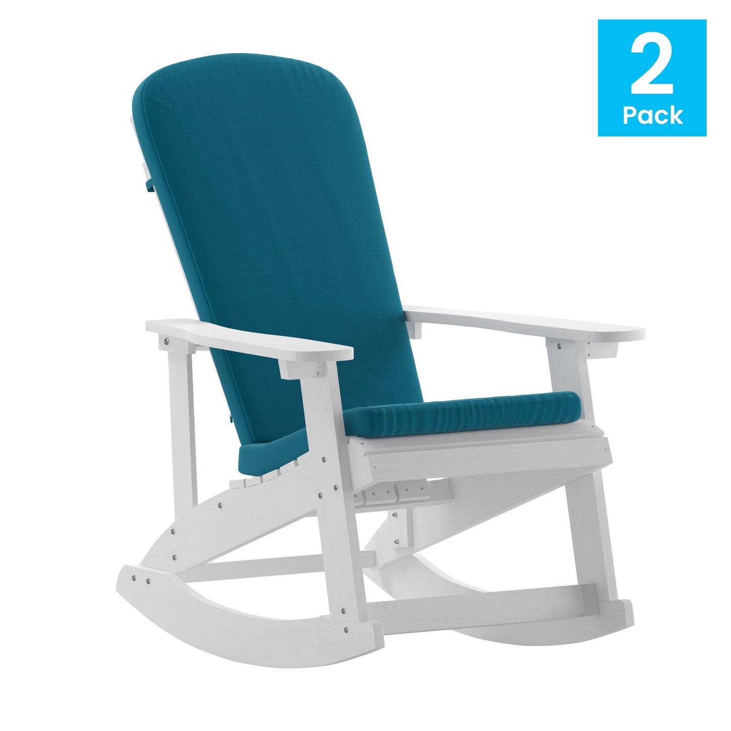 2PK White Chairs-Teal Cushions 2-JJ-C14705-CSNTL-WH-GG