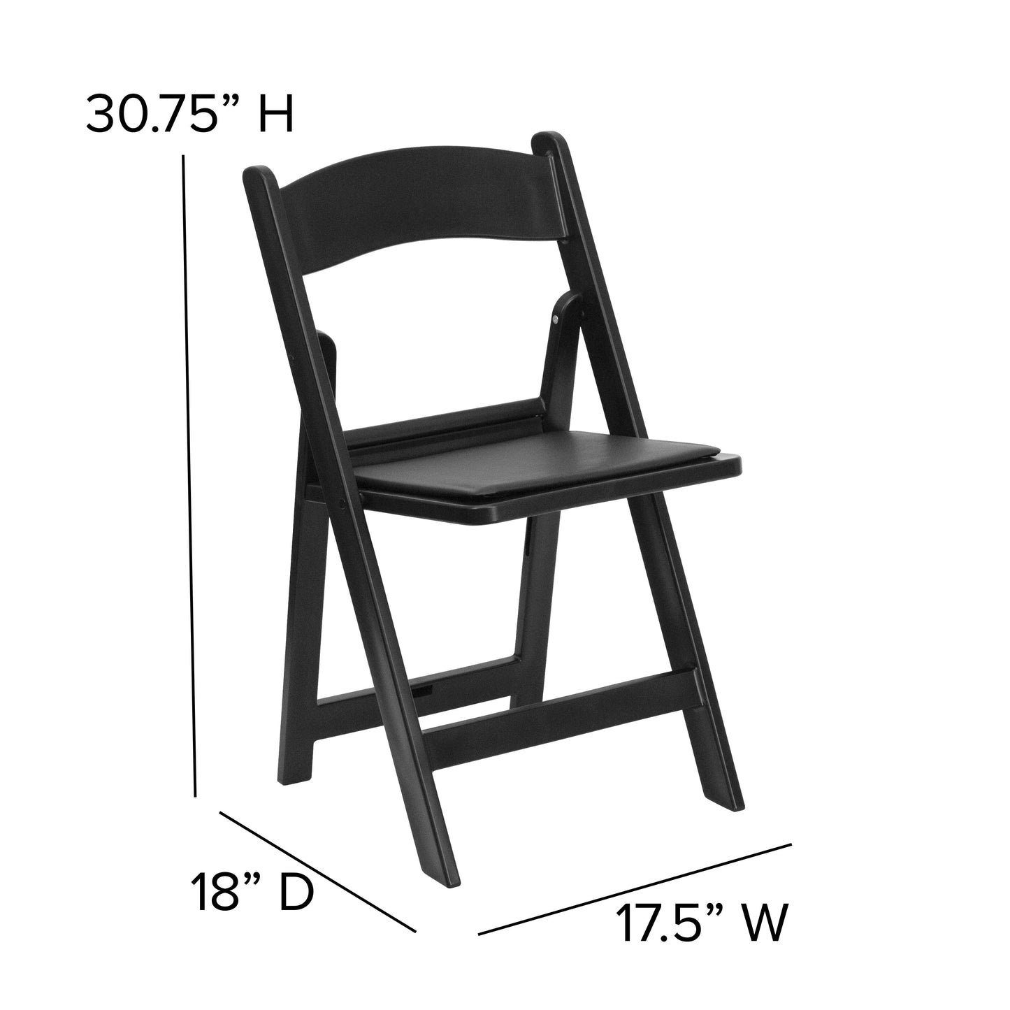 Folding Chair Black Resin 2-LE-L-1-BLACK-GG