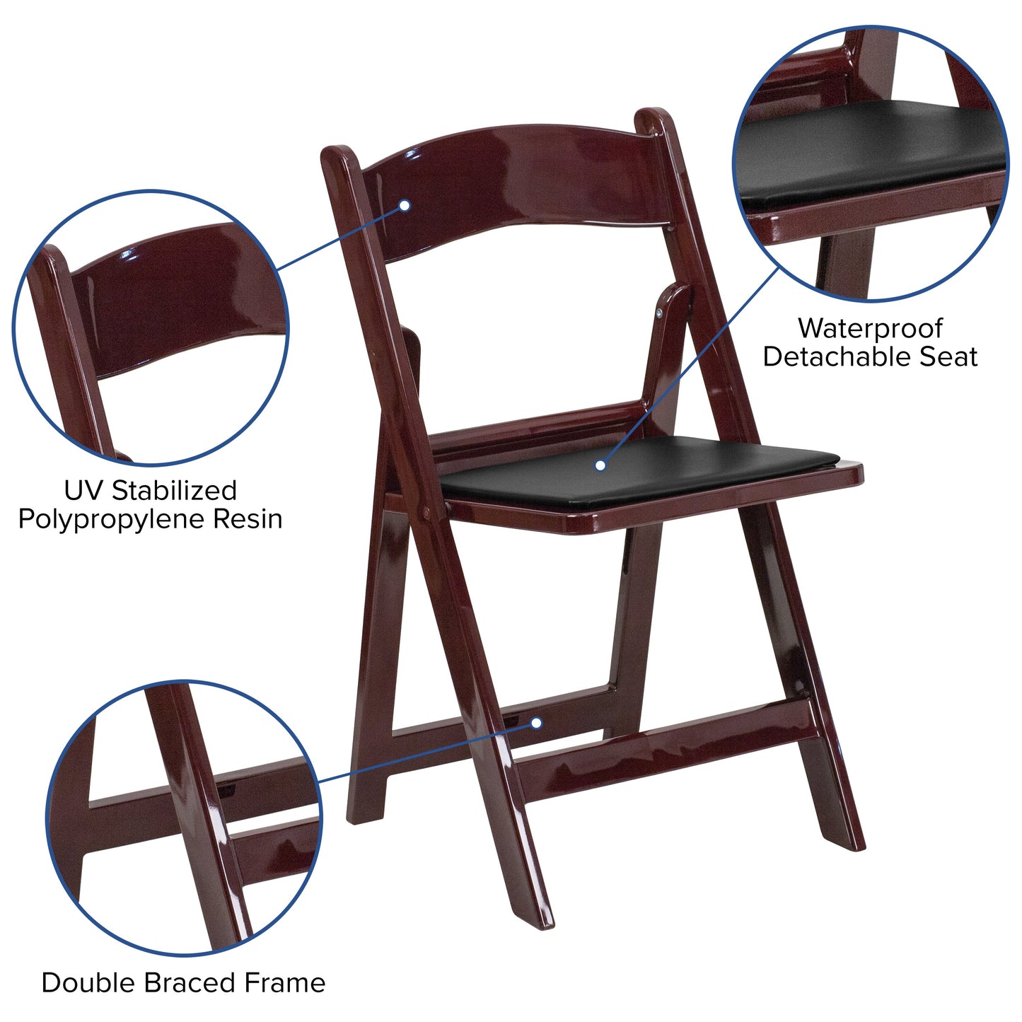 Folding Chair - Red Mahogany 2-LE-L-1-MAH-GG