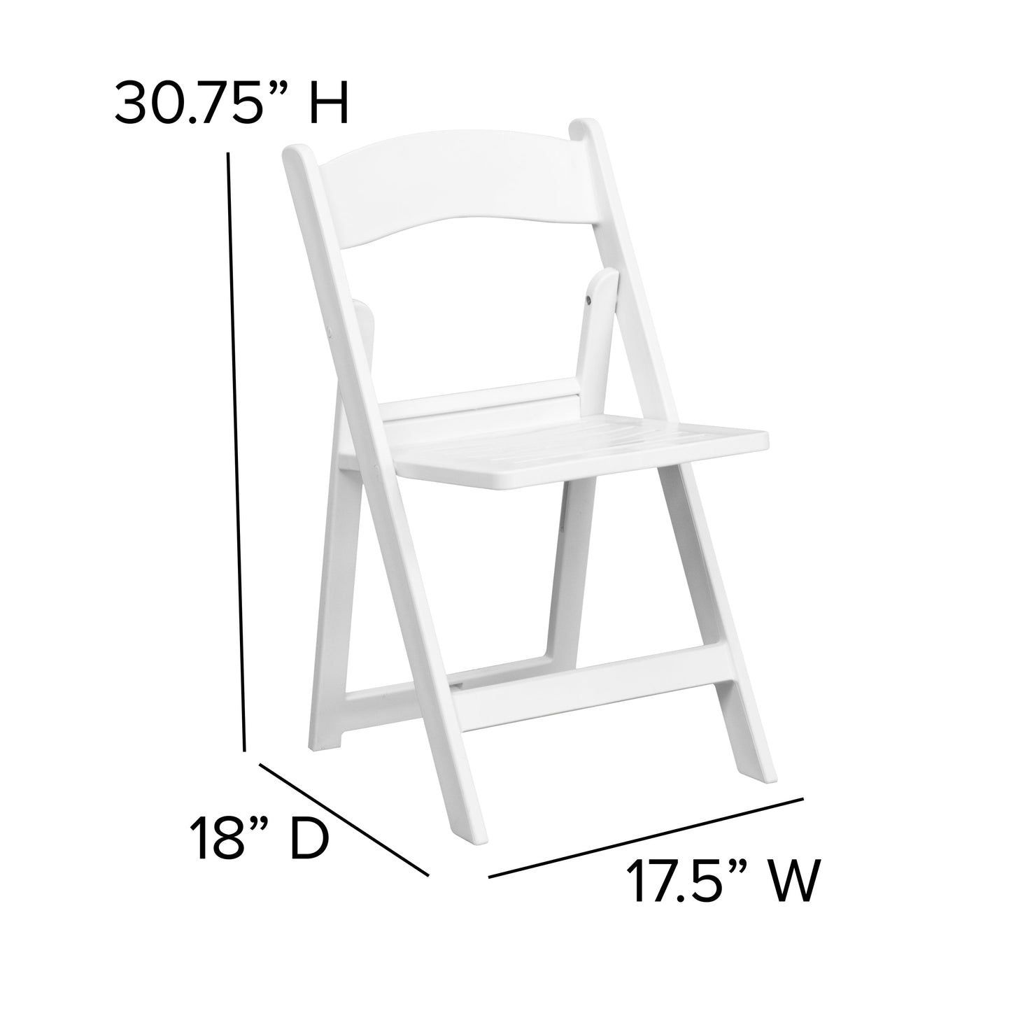 White Resin Folding Chair 2-LE-L-1-WH-SLAT-GG