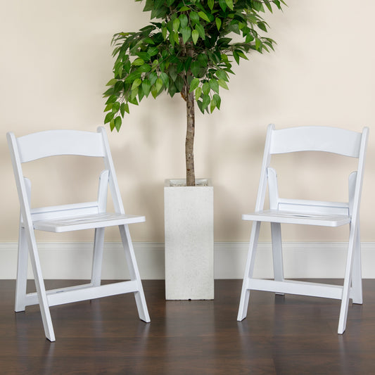 White Resin Folding Chair 2-LE-L-1-WH-SLAT-GG