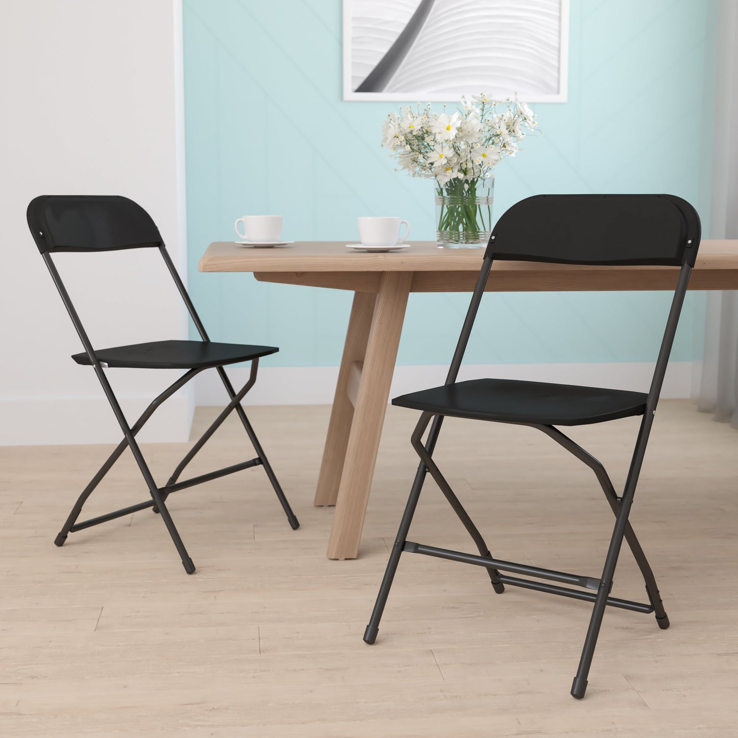 Black Plastic Folding Chair 2-LE-L-3-BK-GG