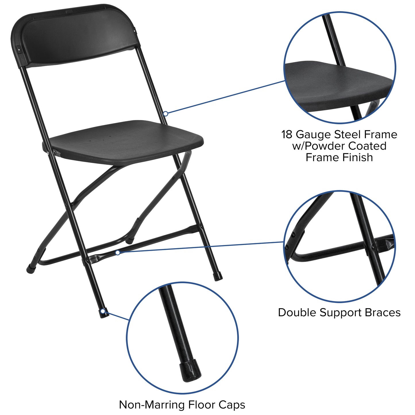 Black Plastic Folding Chair 2-LE-L-3-BK-GG