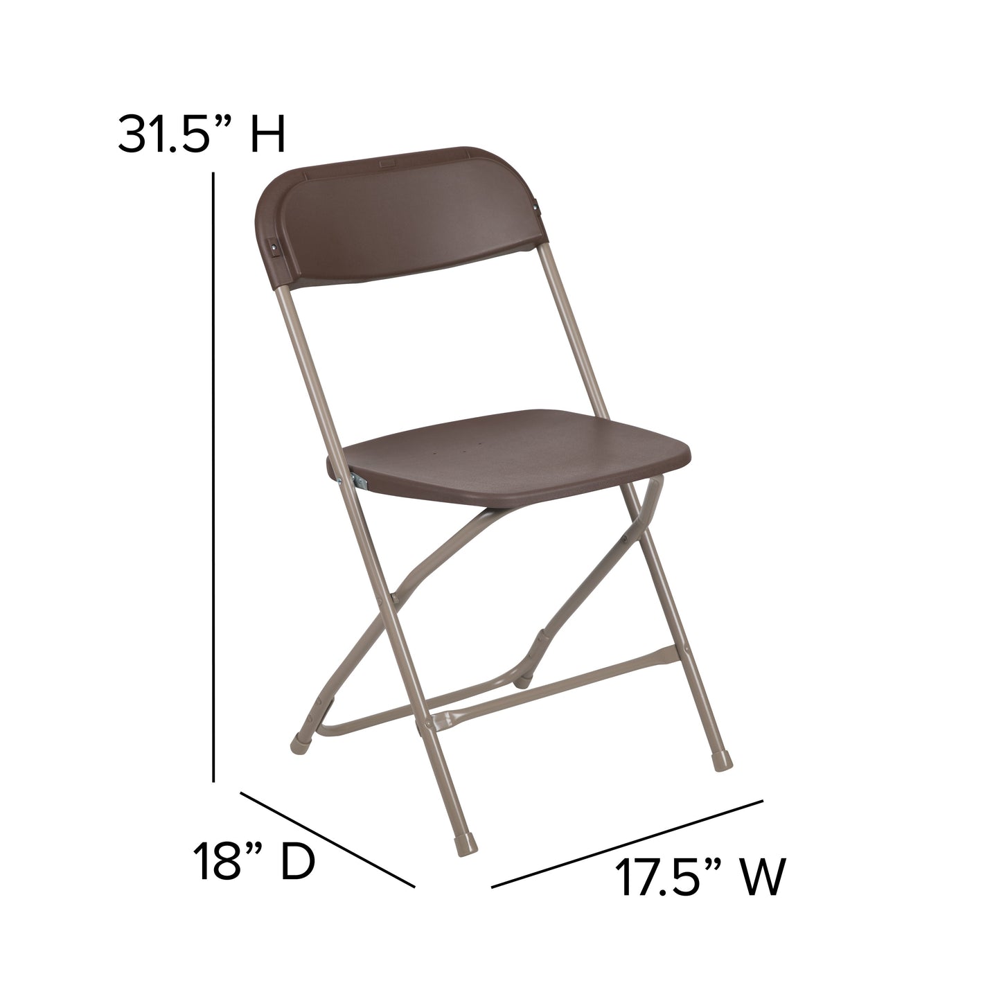 Brown Plastic Folding Chair 2-LE-L-3-BROWN-GG