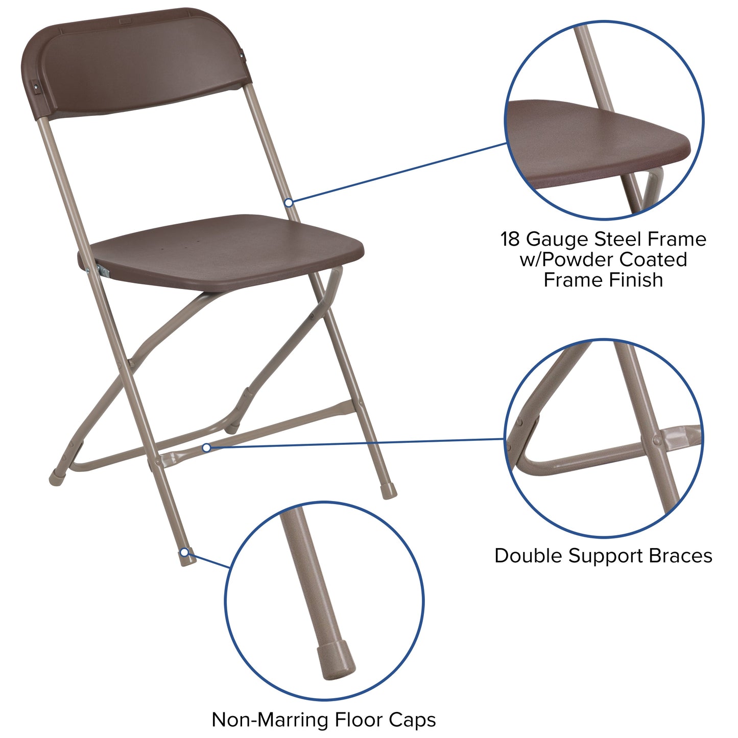 Brown Plastic Folding Chair 2-LE-L-3-BROWN-GG