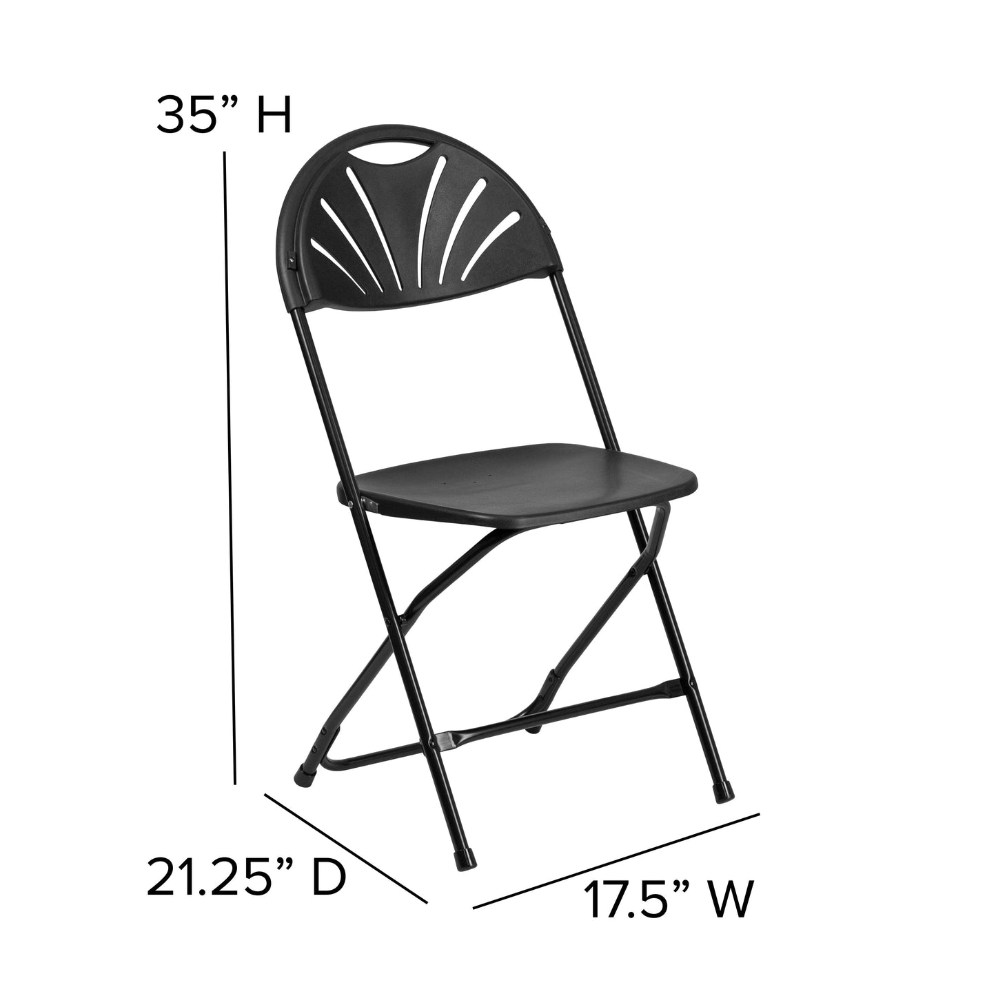 Black Plastic Folding Chair 2-LE-L-4-BK-GG