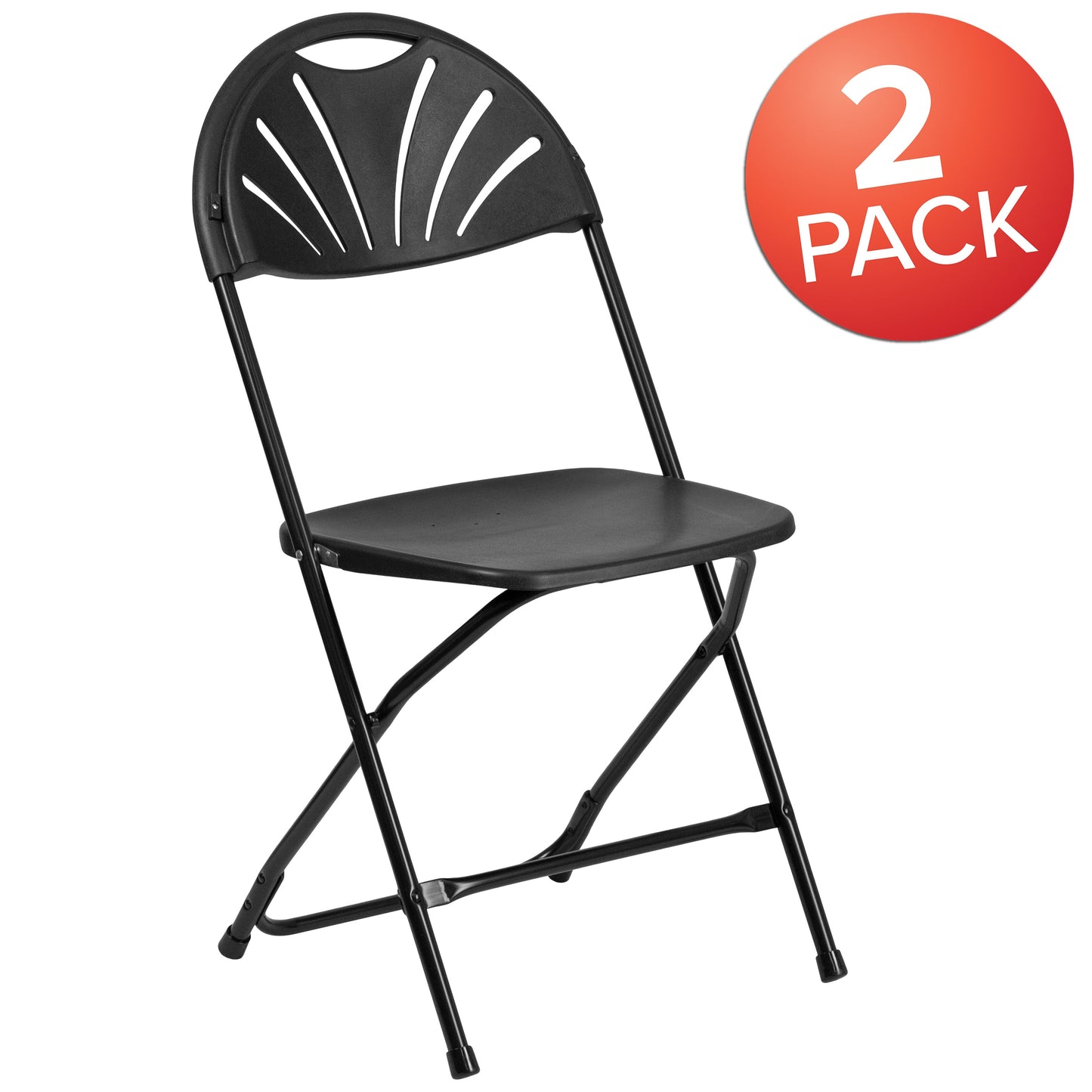 Black Plastic Folding Chair 2-LE-L-4-BK-GG