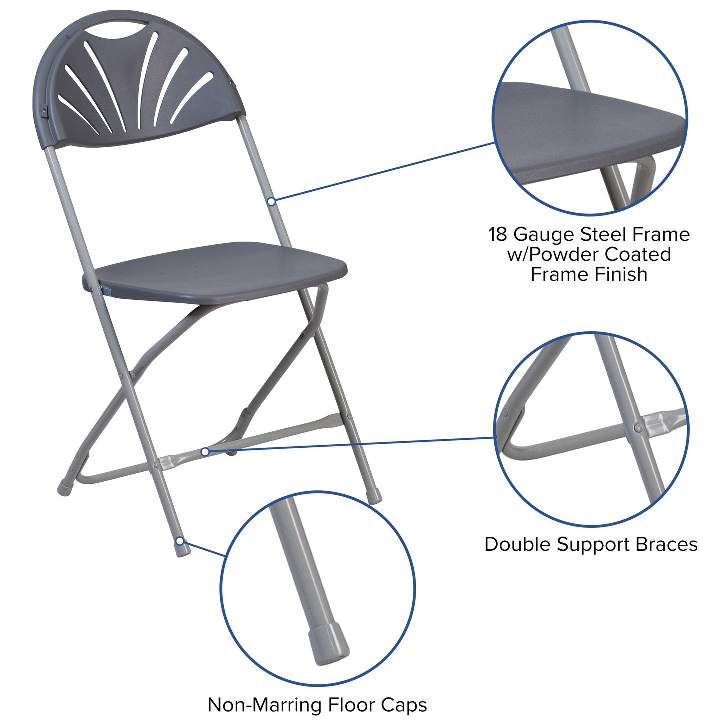 Charcoal Plastic Folding Chair 2-LE-L-4-CH-GG