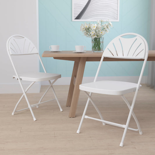 White Plastic Folding Chair 2-LE-L-4-WHITE-GG