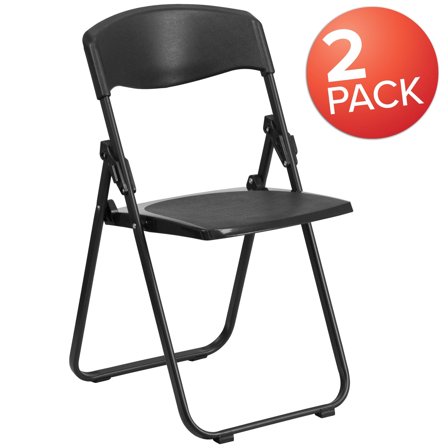 Black Plastic Folding Chair 2-RUT-I-BLACK-GG